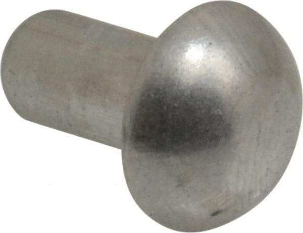 RivetKing - 1/4" Body Diam, Round Uncoated Aluminum Solid Rivet - 1/2" Length Under Head, Grade 1100F - USA Tool & Supply