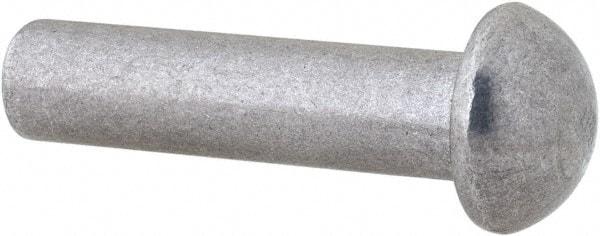 RivetKing - 1/4" Body Diam, Round Uncoated Aluminum Solid Rivet - 1" Length Under Head, Grade 1100F - USA Tool & Supply