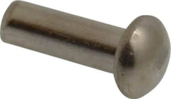 RivetKing - 1/8" Body Diam, Round Uncoated Stainless Steel Solid Rivet - 3/8" Length Under Head, Grade 18-8 - USA Tool & Supply