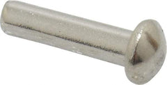 RivetKing - 1/8" Body Diam, Round Uncoated Stainless Steel Solid Rivet - 1/2" Length Under Head, Grade 18-8 - USA Tool & Supply