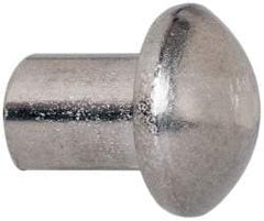 RivetKing - 3/16" Body Diam, Round Uncoated Stainless Steel Solid Rivet - 1/4" Length Under Head, Grade 18-8 - USA Tool & Supply