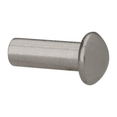 RivetKing - 3/16" Body Diam, Round Uncoated Stainless Steel Solid Rivet - 1/2" Length Under Head, Grade 18-8 - USA Tool & Supply