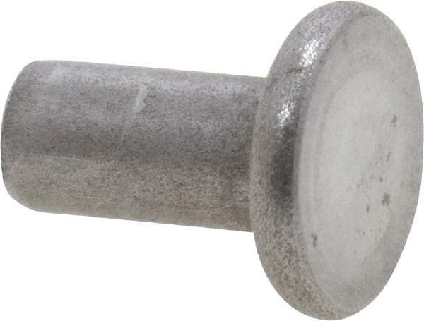 RivetKing - 1/8" Body Diam, Flat Uncoated Steel Solid Rivet - 1/4" Length Under Head - USA Tool & Supply