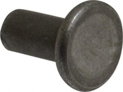 RivetKing - 3/16" Body Diam, Flat Uncoated Steel Solid Rivet - 3/8" Length Under Head - USA Tool & Supply