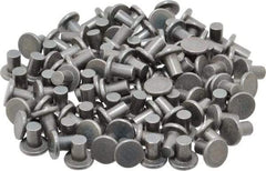 RivetKing - 1/4" Body Diam, Flat Steel Solid Rivet - 3/8" Length Under Head - USA Tool & Supply