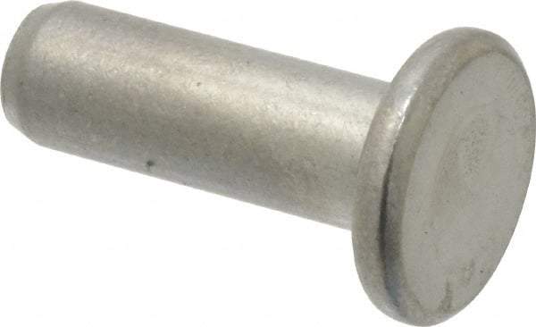 RivetKing - 1/4" Body Diam, Flat Uncoated Steel Solid Rivet - 3/4" Length Under Head - USA Tool & Supply