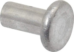 RivetKing - 1/8" Body Diam, Flat Aluminum Solid Rivet - 1/4" Length Under Head, Grade 1100F - USA Tool & Supply