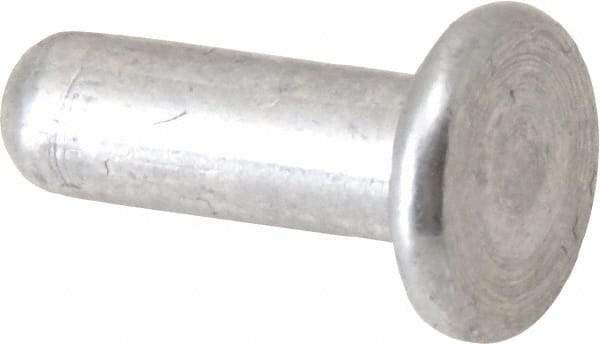 RivetKing - 1/8" Body Diam, Flat Uncoated Aluminum Solid Rivet - 3/8" Length Under Head, Grade 1100F - USA Tool & Supply