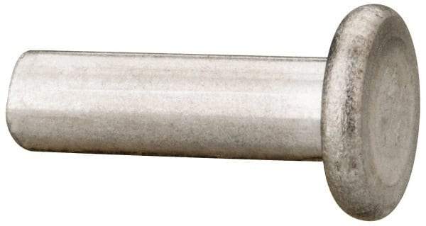 RivetKing - 3/16" Body Diam, Flat Uncoated Aluminum Solid Rivet - 5/8" Length Under Head, Grade 1100F - USA Tool & Supply