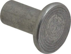 RivetKing - 1/4" Body Diam, Flat Uncoated Aluminum Solid Rivet - 1/2" Length Under Head, Grade 1100F - USA Tool & Supply