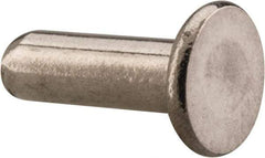 RivetKing - 1/8" Body Diam, Flat Uncoated Stainless Steel Solid Rivet - 3/8" Length Under Head, Grade 18-8 - USA Tool & Supply