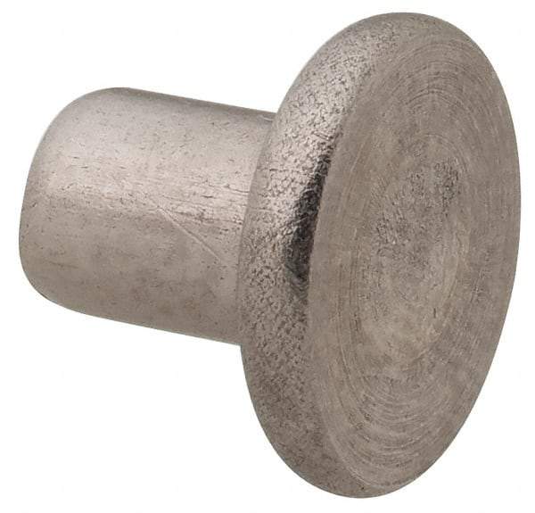 RivetKing - 3/16" Body Diam, Round Uncoated Stainless Steel Solid Rivet - 1/4" Length Under Head, Grade 18-8 - USA Tool & Supply