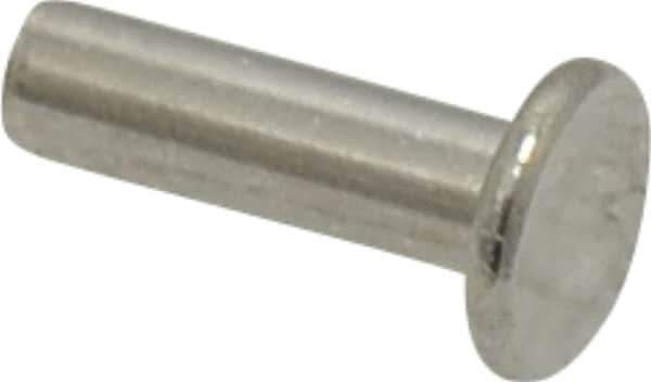 RivetKing - 3/16" Body Diam, Round Uncoated Stainless Steel Solid Rivet - 5/8" Length Under Head, Grade 18-8 - USA Tool & Supply