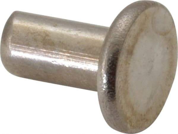 RivetKing - 1/4" Body Diam, Flat Uncoated Stainless Steel Solid Rivet - 1/2" Length Under Head, Grade 18-8 - USA Tool & Supply