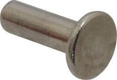 RivetKing - 1/4" Body Diam, Flat Uncoated Stainless Steel Solid Rivet - 3/4" Length Under Head, Grade 18-8 - USA Tool & Supply