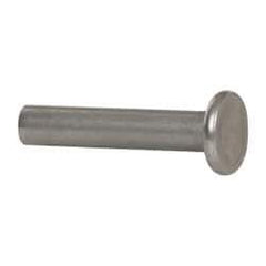 RivetKing - 1/4" Body Diam, Flat Uncoated Stainless Steel Solid Rivet - 1-1/4" Length Under Head, Grade 18-8 - USA Tool & Supply