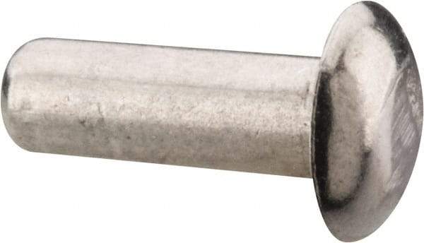 RivetKing - 1/8" Body Diam, Universal Uncoated Aluminum Solid Rivet - 3/8" Length Under Head, Grade 1100F - USA Tool & Supply