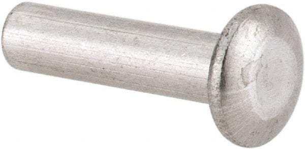 RivetKing - 1/8" Body Diam, Universal Uncoated Aluminum Solid Rivet - 1/2" Length Under Head, Grade 1100F - USA Tool & Supply