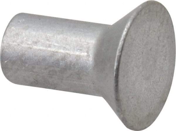 RivetKing - 1/8" Body Diam, Countersunk Uncoated Aluminum Solid Rivet - 1/4" Length Under Head, Grade 1100F, 78° Countersunk Head Angle - USA Tool & Supply