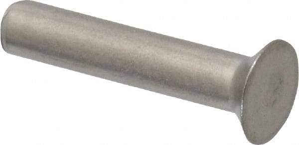 RivetKing - 1/8" Body Diam, Countersunk Uncoated Stainless Steel Solid Rivet - 5/8" Length Under Head, Grade 18-8, 90° Countersunk Head Angle - USA Tool & Supply