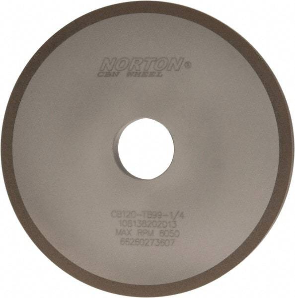 Norton - 6" Diam x 1-1/4" Hole x 1/2" Thick, 120 Grit Surface Grinding Wheel - CBN, Type 1A1, Fine Grade, Resinoid Bond - USA Tool & Supply