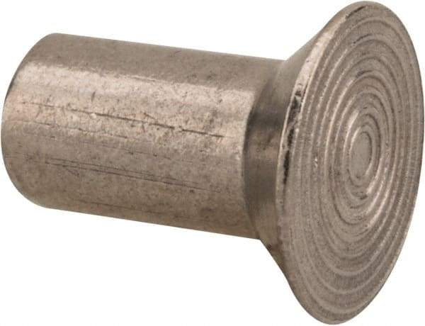 RivetKing - 1/4" Body Diam, Countersunk Uncoated Stainless Steel Solid Rivet - 1/2" Length Under Head, Grade 18-8, 90° Countersunk Head Angle - USA Tool & Supply