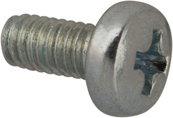 Value Collection - M2.5x0.45, 5mm Length Under Head Phillips Drive Machine Screw - Pan Head, Grade 4.8 Steel, Zinc-Plated Finish, Without Washer - USA Tool & Supply