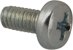 Value Collection - M2.5x0.45, 5mm Length Under Head Phillips Drive Machine Screw - Pan Head, Grade 4.8 Steel, Zinc-Plated Finish, Without Washer - USA Tool & Supply