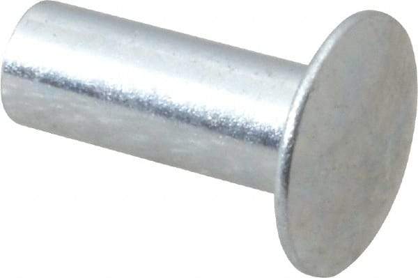 RivetKing - 0.134 to 0.141" Hole Diam, Round Head, Zinc Plated Steel, Semi Tubular Rivet - 3/8 Head Diam, 1/2" Length Under Head, 3/16 Body Diam - USA Tool & Supply