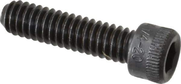 Made in USA - 1/4-20 UNC Hex Socket Drive, Socket Cap Screw - Alloy Steel, Black Oxide Finish, Fully Threaded, 1" Length Under Head - USA Tool & Supply