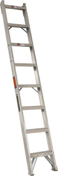 Louisville - 8 Steps, 8' High, Type IA Rating, Aluminum Shelf Ladder - 300 Lb Capacity, 15-1/4" Base Width - USA Tool & Supply