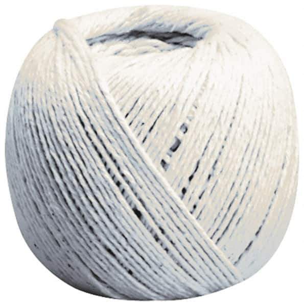 Made in USA - 0.54 Inch Diameter, 10 Ply, Cotton Twine Spool - 25 Lbs. Breaking Strength, White, 2,016 Ft. per Lb. - USA Tool & Supply