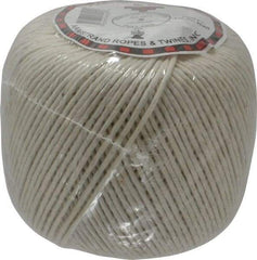 Made in USA - 0.058 Inch Diameter, Cotton Twine Ball - 45 Lbs. Breaking Strength, White, 1,190 Ft. per Lb. - USA Tool & Supply