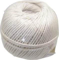 Made in USA - 0.08 Inch Diameter, Cotton Twine Ball - 82 Lbs. Breaking Strength, White, 610 Ft. per Lb. - USA Tool & Supply