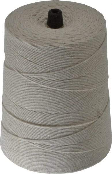 Made in USA - 0.62 Inch Diameter, 12 Ply, Cotton Twine Spool - 30 Lbs. Breaking Strength, White, 1,680 Ft. per Lb. - USA Tool & Supply