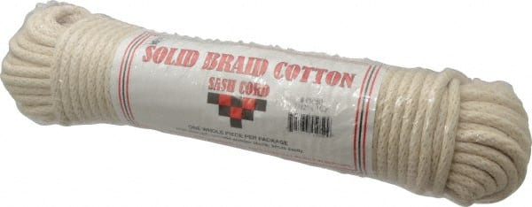 Made in USA - 100' Max Length Cotton Solid Braided Cotton Cord with Reinforced Core - USA Tool & Supply