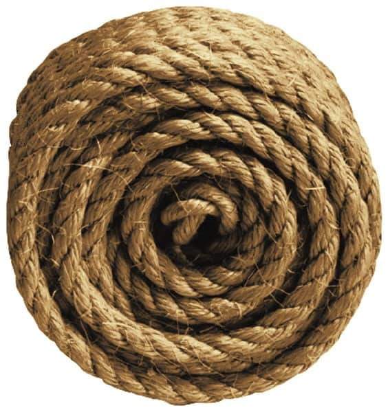 Value Collection - 100' Max Length Sisal Twisted Rope - 1/4" Diam, 48 Lb Capacity - USA Tool & Supply