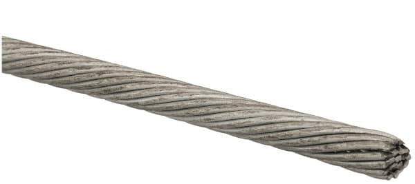 Value Collection - 1/8" Diam, Aircraft Cable Wire - 2,100 Lb Breaking Strength, 1 x 19 Single Strand - USA Tool & Supply