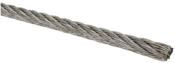 Lift-All - 5/32" Diam, Aircraft Cable Wire - 2,600 Lb Breaking Strength, 7 x 7 Strand Core - USA Tool & Supply