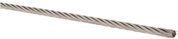 Lift-All - 1/8" Diam, Stainless Steel Wire Rope - 1,300 Lb Breaking Strength, Material Grade 316, 7 x 19 Strand Core - USA Tool & Supply