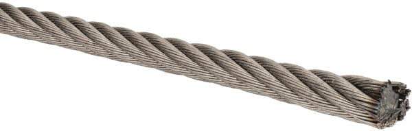 Lift-All - 3/8 Inch Diameter Stainless Steel Wire Rope - 11,000 Lbs. Breaking Strength, Material Grade 316, 7 x 19 Strand Core - USA Tool & Supply