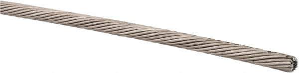 Value Collection - 3/32 Inch Diameter Stainless Steel Wire Rope - 1,200 Lbs. Breaking Strength, Material Grade 304, 1 x 19 Single Strand - USA Tool & Supply