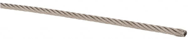 3/32 Inch Diameter Stainless Steel Wire Rope 920 Lbs. Breaking Strength, Material Grade 304, 7 x 19 Strand Core