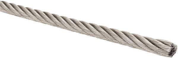 Lift-All - 5/32" Diam, Stainless Steel Wire Rope - 2,400 Lb Breaking Strength, Material Grade 304, 7 x 19 Strand Core - USA Tool & Supply