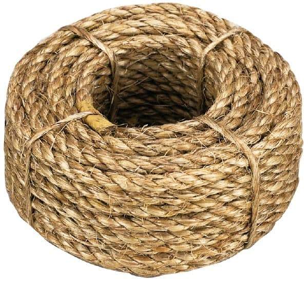 Value Collection - 100' Max Length Manila Rope - 1/4" Diam, 67 Lb Capacity - USA Tool & Supply