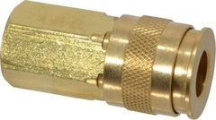 Value Collection - 1/4 Female NPT Universal Pneumatic Hose Coupler - Brass, 1/4" Body Diam - USA Tool & Supply