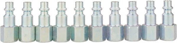 Value Collection - 10 Piece 1/4" Body 1/4 NPT 215 psi Industrial Pneumatic Coupling Plug Set - USA Tool & Supply
