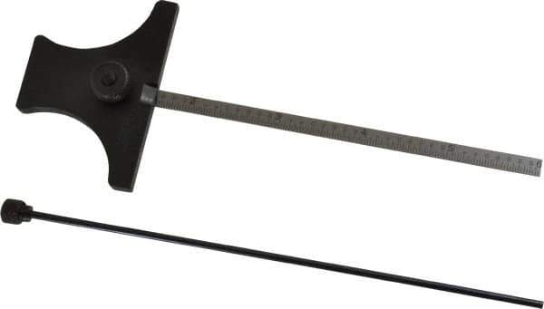 SPI - 0 to 6 Inch Rule Measurement Range, 30 to 60° Angle Measurement Range, Hardened Steel (Head); Stainless Steel (Rule) Depth and Angle Gage - 60° Angle Graduation, 2-1/2 Inch Long Base, 7/32 Inch Wide Rule, 1/64; 1/32 Inch Rule Graduation - USA Tool & Supply