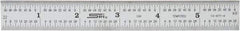 SPI - 6" Long, 1/64, 1/32" Graduation, Rigid Spring Steel Rule - 10R Graduation Style, 3/4" Wide, Silver, Satin Chrome Finish - USA Tool & Supply