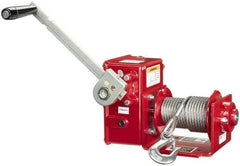 THERN - 2000/1200 Lbs. Load Limit Worm Gear Hand Winch - 13-1/2 Inches Long x 17.3 Inches High x 15.56 Inches Deep, 2,000 Lbs. Line Pull Capacity, 14 Lbs. Force to Lift 1,000 Pounds - USA Tool & Supply